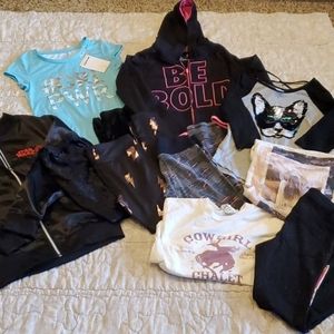 💥Girls Bundle sz M 10 12 Leggings Jacket Hoodie T-shirt Long Sleeves Jeggings